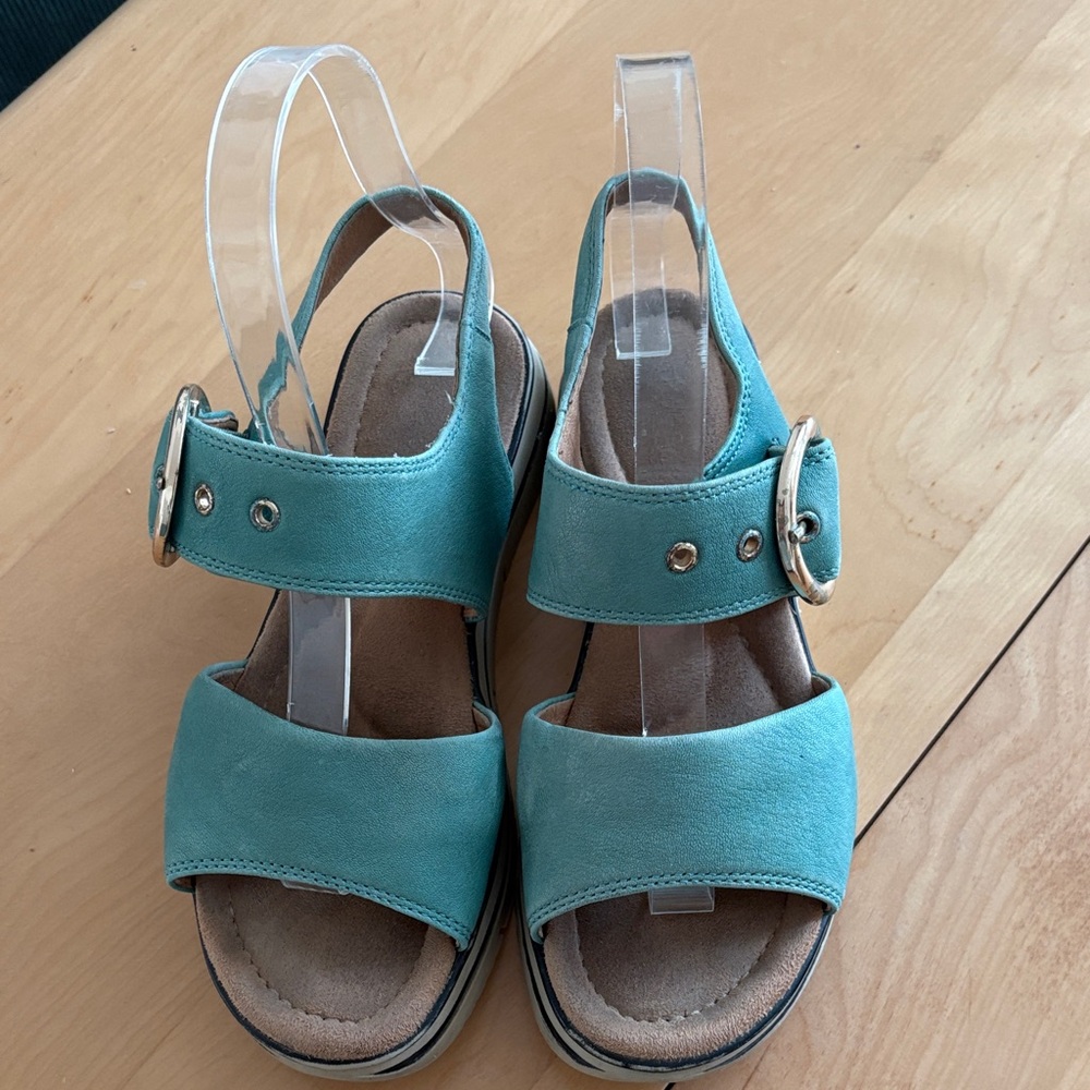 Salvia Women’s Teal Slingback Wedge Sandals